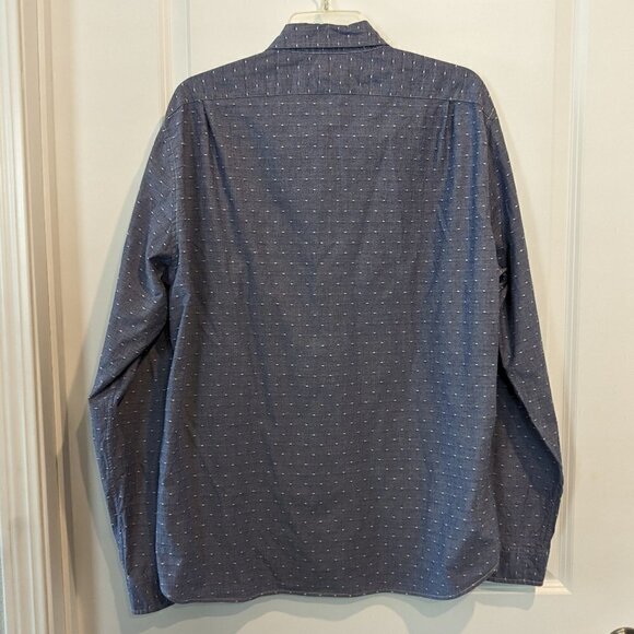J. Crew Shirt Men's Size XL Blue White Button-up Slim Fit Long Sleeve Dotted - Picture 6 of 13